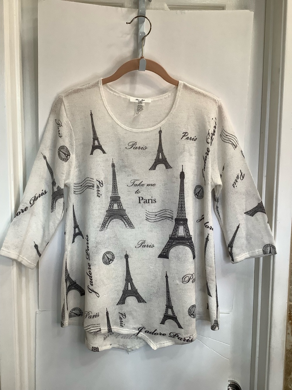 Paris Eiffel Print Women’s Knit Top - White